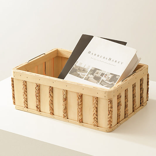Japanese-style Wooden Storage Basket Household Desktop Sundries Storage Basket Living Room Storage Basket Rattan Basket Storage Basket Spot